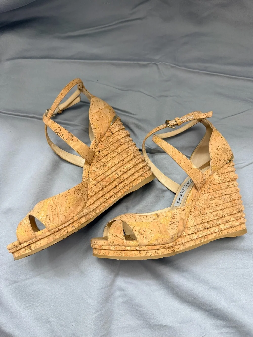 Jimmy Choo cork platform wedge sandals